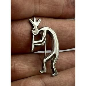 Native American Sterling Silver handmade KOKOPELLI pin Brooch